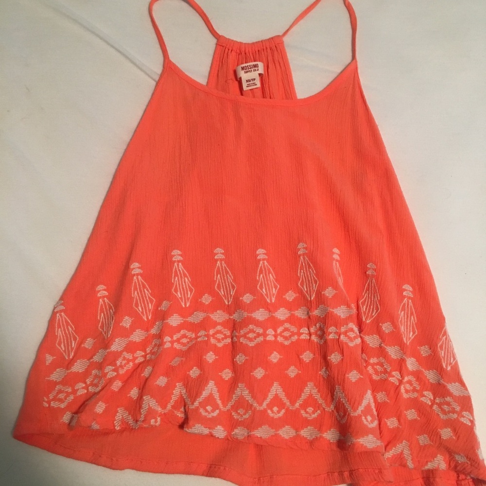 Bright Orange Embroidered Tank